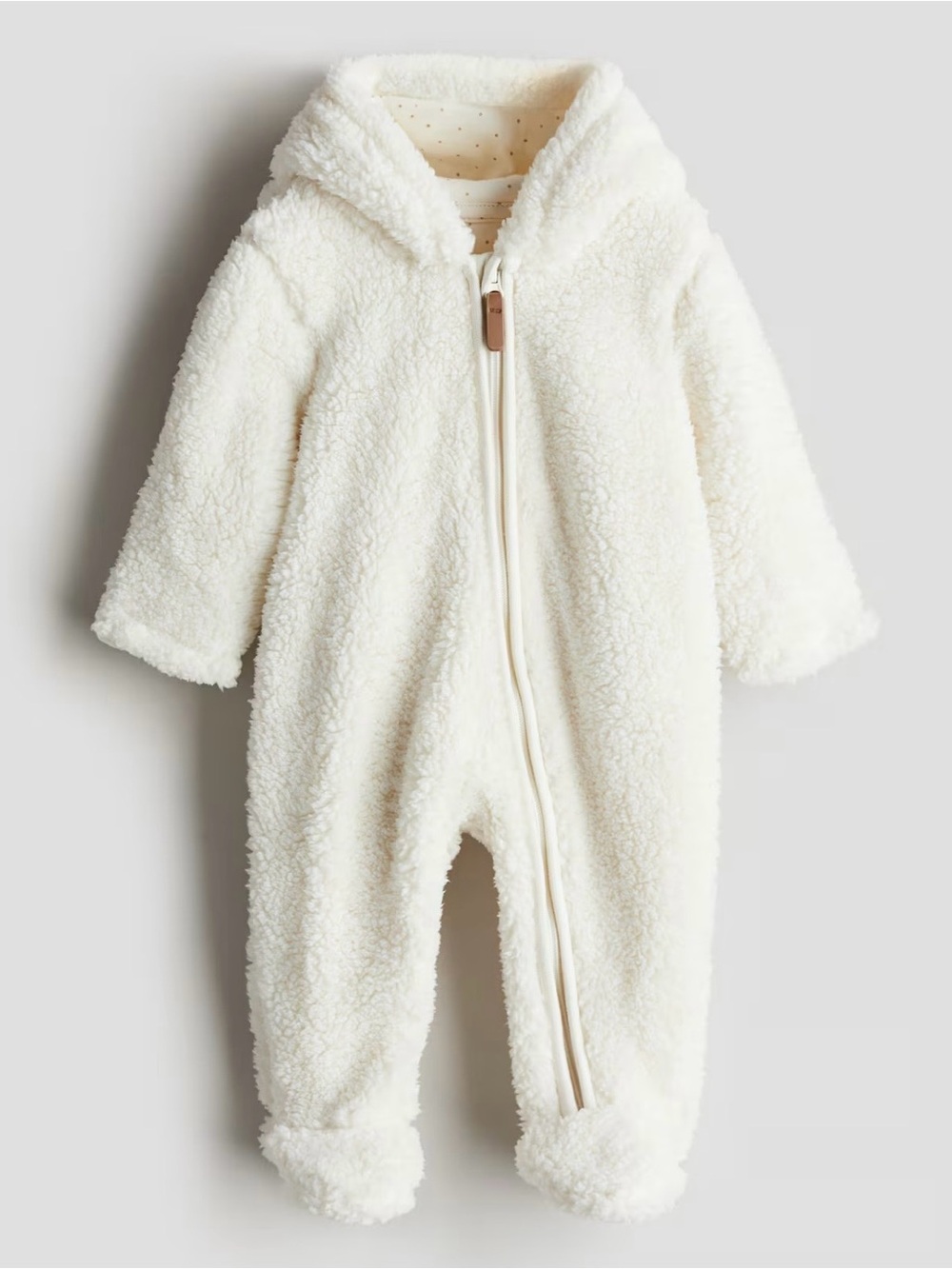 H&M Pink Baby Sherpa One-Piece Bear Ears Hooded Romper | 6M | - Picture 2 of 11